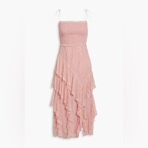 ALICE + OLIVIA
Jocelyn smocked ruffled corded lace midi dress